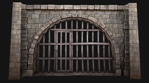 Medieval Prison Bars with Door