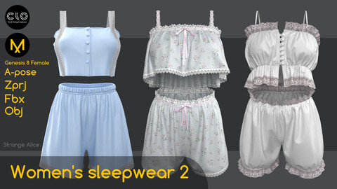 Women's sleepwear 2. Clo3d, Marvelous Designer projects.