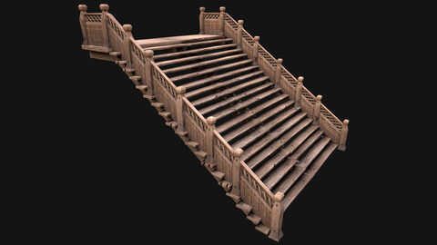 Large Medieval Wooden Staircase