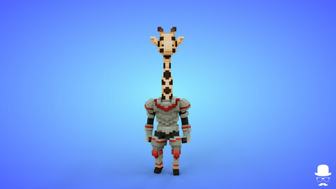 Giraffe Knight Voxel Character - 3D Lowpoly Fantasy Creature