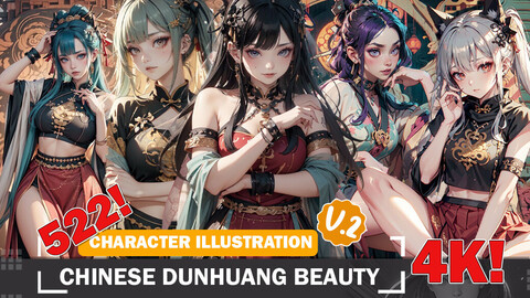 522 Anime Chinese Dunhuang Beauty Diverse Outfit Character Design Reference Art V2 4K