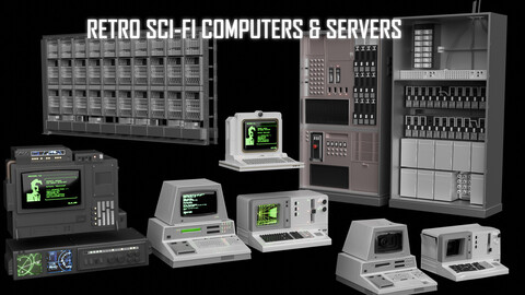 Retro Sci-Fi Computers & Servers Kit 10 models - Blender UE5 Ready