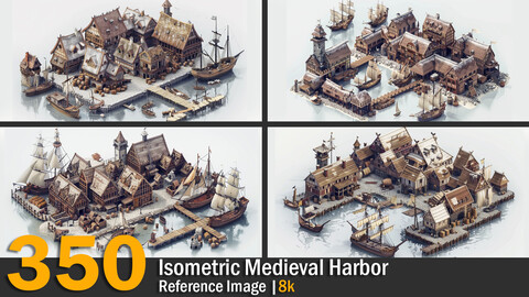 Isometric Medieval Harbor | Reference Images | 8K