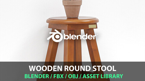 Wooden round stool