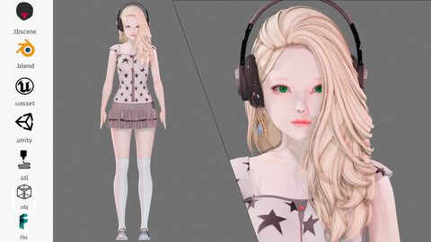 Emo Clothing 0003 - UE5 - Unity - Blender - Animated - Realistic Female Character