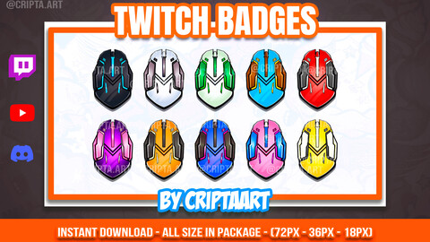 Overwatch Twitch Badges, Gaming Mouse Bit Badge, Video Games Stream, Shooter / Streamer Graphics, Discord, Kick, Youtube