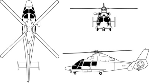 Eurocopter MH 65 Dolphin orthographical, svg vector file, laser cut file, cricut file, engraving file, cnc cut file