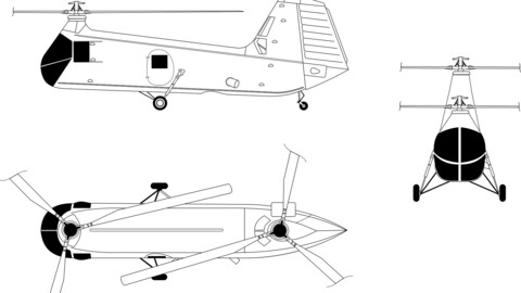 Piasecki H 25 orthographical, svg vector file, laser cut file, cricut file, engraving file, cnc cut file