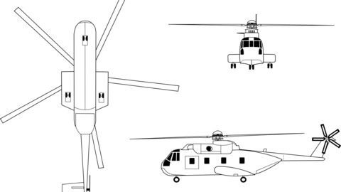 Sikorsky HH 3F Line Drawing, svg vector file, laser cut file, cricut file, engraving file, cnc cut file