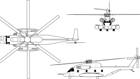 Sikorsky MH 53J Pave Low Line Drawing, svg vector file, laser cut file, cricut file, engraving file, cnc cut file