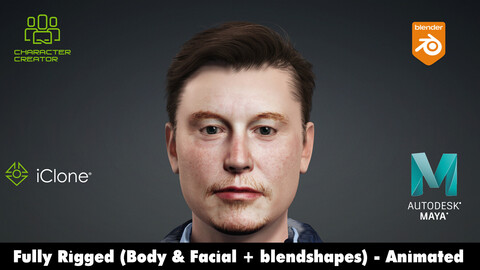 Elon Musk 3D model Rigged + 2500 Free animations tutorial