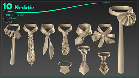 10 female necktie/ zprj+obj+fbx/ clo3d, marvelous designer/vol1