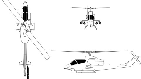 Bell AH 1J Sea Cobra orthographical, svg vector file, laser cut file, cricut file, engraving file, cnc cut file