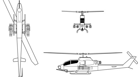 Bell AH 1S Cobra orthographical, svg vector file, laser cut file, cricut file, engraving file, cnc cut file