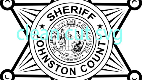 johnston county north carolina sheriff badge vector file Black white vector outline or line art file for cnc laser cutting, wood, metal engraving, Cricut file, cnc router file, vinyl cutting, digital cutting machine file