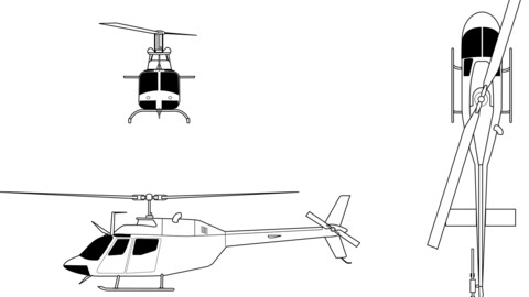 Bell OH 58A Kiowa orthographical, svg vector file, laser cut file, cricut file, engraving file, cnc cut file