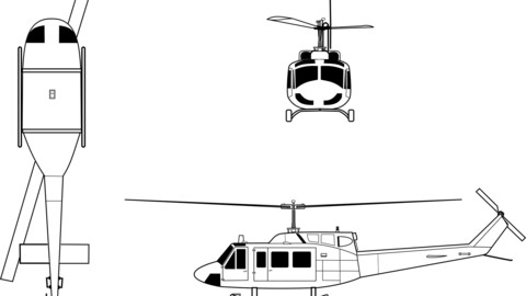 Bell UH 1N Iroquois Drawing, svg vector file, laser cut file, cricut file, engraving file, cnc cut file