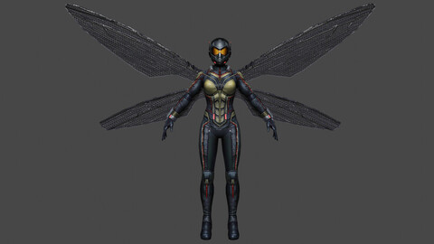 Wasp Low-poly | Rigged 3d model