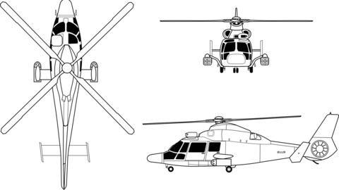 Europ copter AS565 Panther orthographical, svg vector file, laser cut file, cricut file, engraving file, cnc cut file