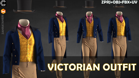 VICTORIAN OUTFIT (Clo3D Project + OBJ +FBX)