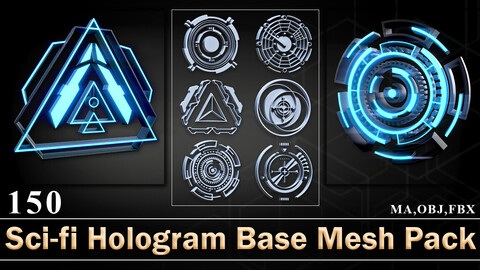 150 Sci-fi Hologram Base Mesh Pack