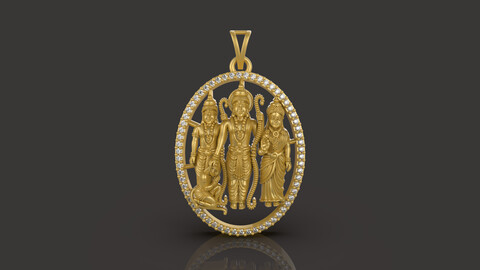 Lord Ram Laxman Sita Hanuman Pendant - 0057