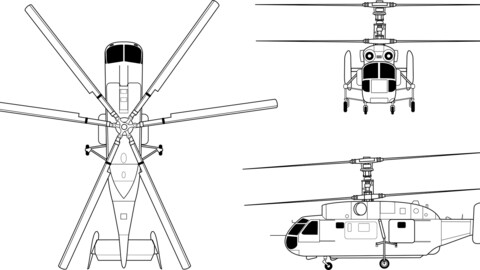 Kamov Ka 27 orthographical, engraving file, cnc cut file, svg vector file, laser cut file, cricut file