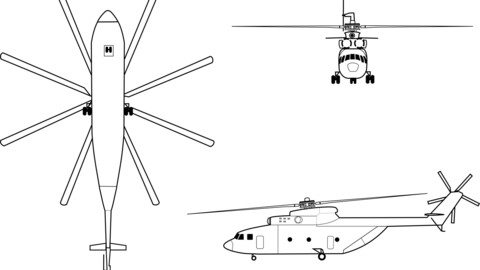 Mil Mi 26 Line Drawing, engraving file, cnc cut file, svg vector file, laser cut file, cricut file