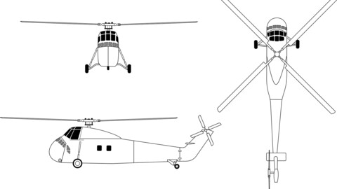 Sikorsky SH 34 orthographical, svg vector file, laser cut file, cricut file, engraving file, cnc cut file