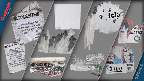 Paper decals Vol. 5 - 100% Real life photoscanned torn paper + IA generates antique Maps and Burned paper