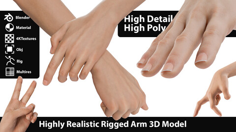 Highly Realistic Female Caucasian Arm 3D Model