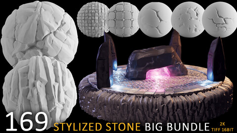 Stylized Stone tiles, rock and cliff alpha brush BIG bundle (2k tiff16 bit)