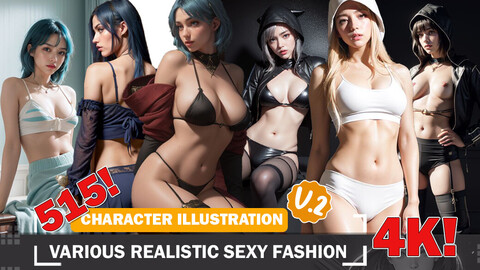 515 Various Realistic Sexy Fashion Diverse Outfit Character Design Reference Art V2 4K