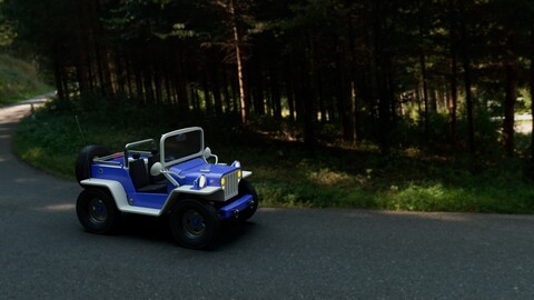 realistic 3D representation of an open Jeep