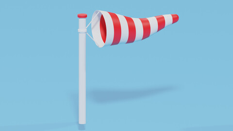 Cartoon Windsock Icon 3D model