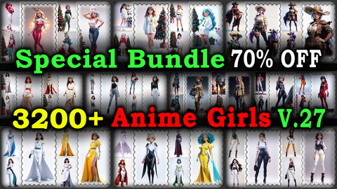 3200+ SPECIAL BUNDLE (Anime Girls Images Reference Pack)  - 4K Resolution - V.27