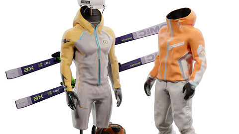 Modern Ski Equipment Sportswear Model