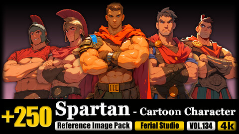 250 Spartan - Cartoon Character Reference Image Pack v.134 |4K|