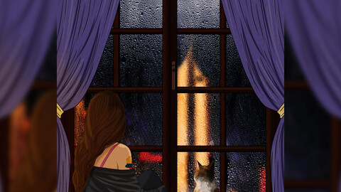 Noche de lluvia en Medellín (Premade Book Cover)