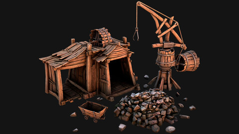 Medieval Wooden Mine and Excavator Ore