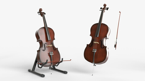 Cello Music instrument with Bow and Stand