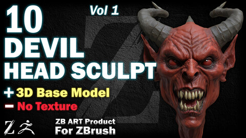 10 ZB ART Devil Head Sculpt (3D Base Model) - Vol 1