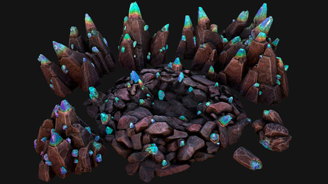 Dungeon Magic Crystals Deposits Ore and Minerals