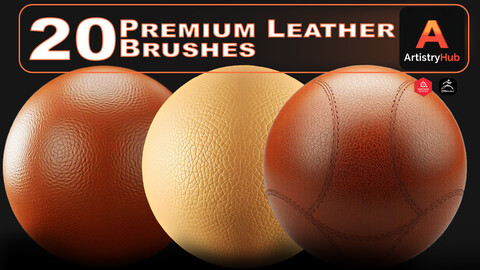 15 Leather Brushes and Alphas for ZBrush, Blender, and Substance Painter (COUPON Applied)