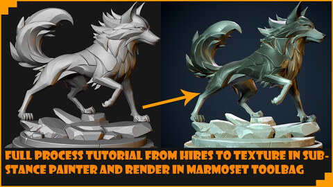 Full process Tutorial from hires to texture in substanc painter and rendering in marmoset toobag.