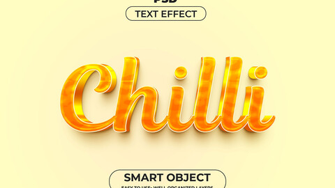 3D Chilli. PSD fully editable text effect. Layer style PSD mockup template