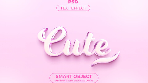 3D Cute. PSD fully editable text effect. Layer style PSD mockup template