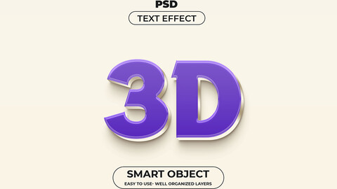 3D. PSD fully editable text effect. Layer style PSD mockup template