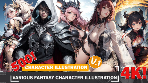 500 Various Fantasy Character Illustrations Diverse Outfit Character Design Reference Art V1 4K