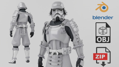 Stormtrooper Samurai Star Wars Lowpoly RIgged